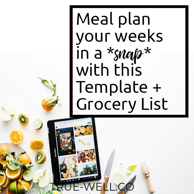 meal planning template with grocery list editable