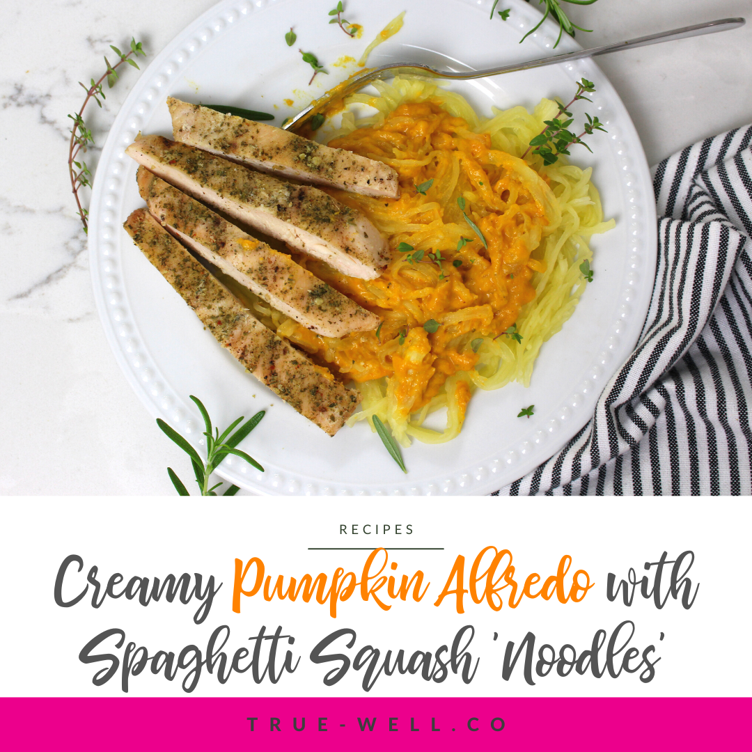 Creamy Pumpkin Alfredo with Spaghetti Squash Noodles