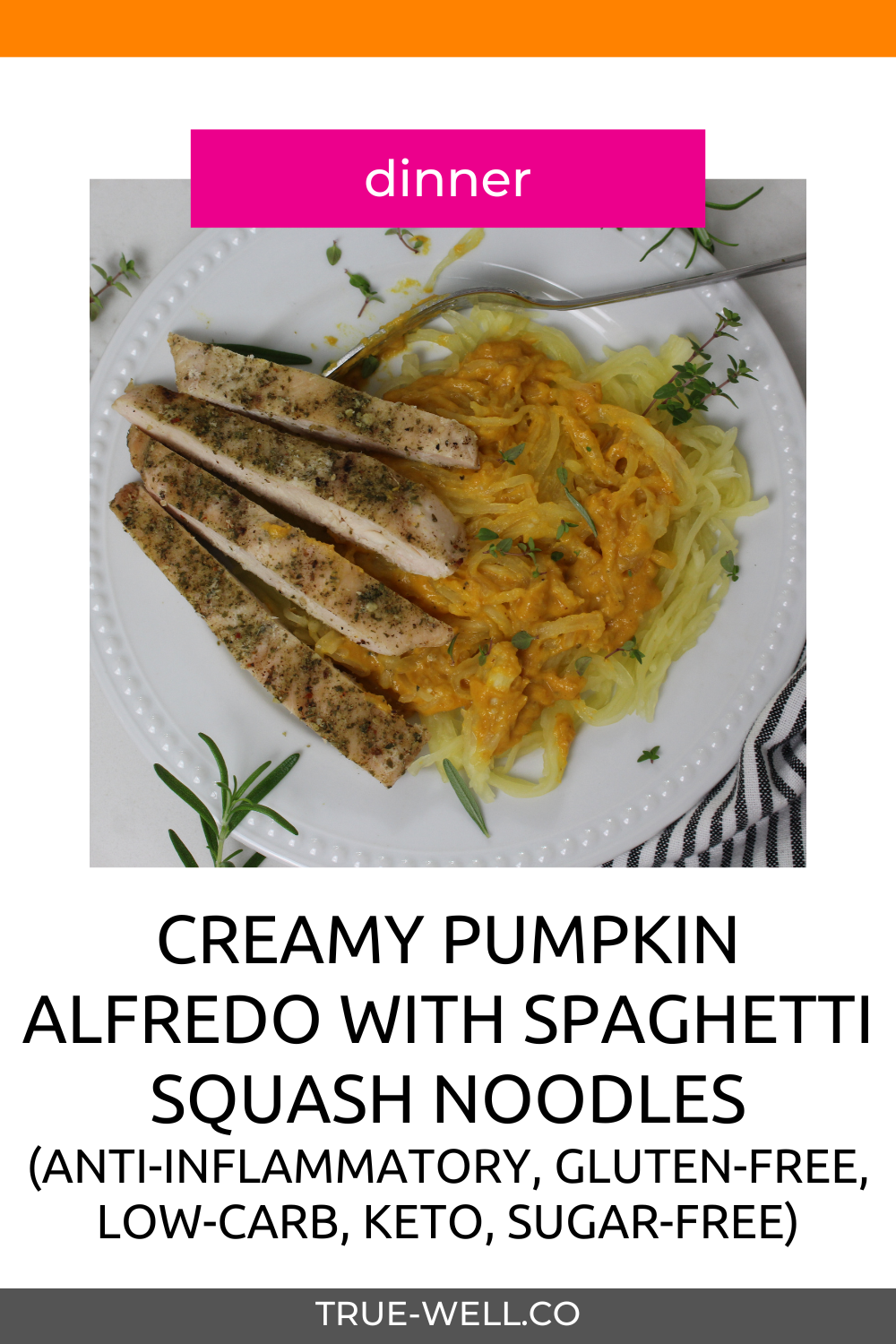 Creamy Pumpkin Alfredo Sauce on Spaghetti Squash Noodles