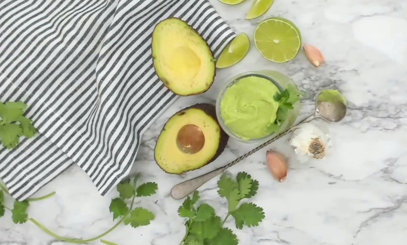 cilantro lime dressing with an avocado and lime