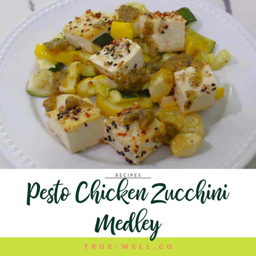pesto chicken with zucchini and squash medley